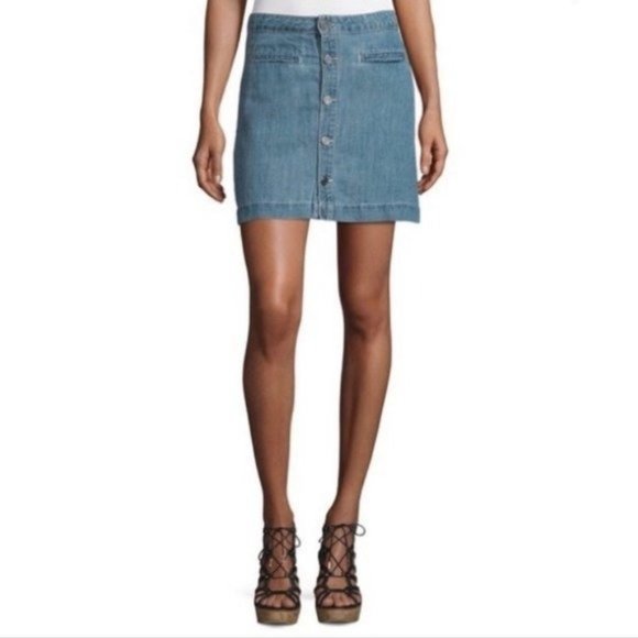 Joie Button Front Jean Mini Skirt - Picture 1 of 6